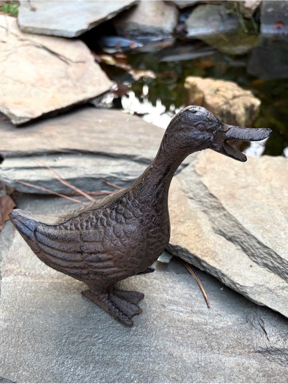 Decorative Cast Iron Duck Figurine - Brown